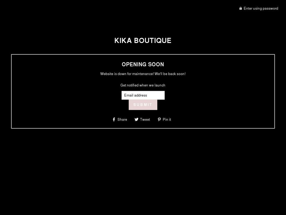 kikaboutique.com shopify website screenshot