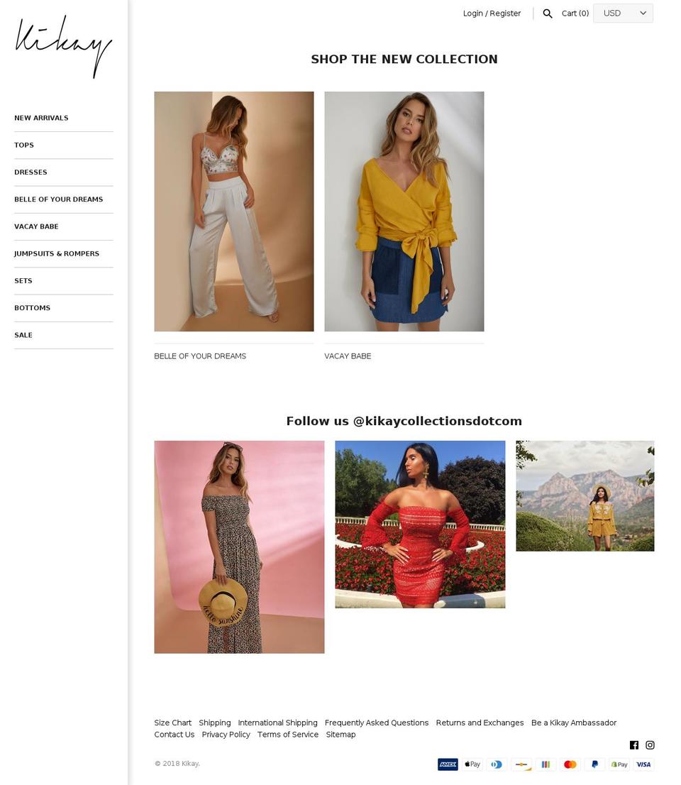 kikaycollections.com shopify website screenshot