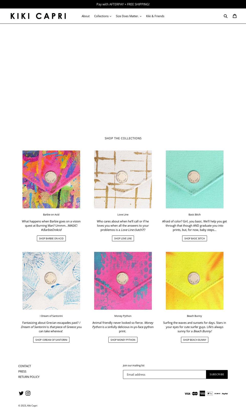 kikicapri.com shopify website screenshot
