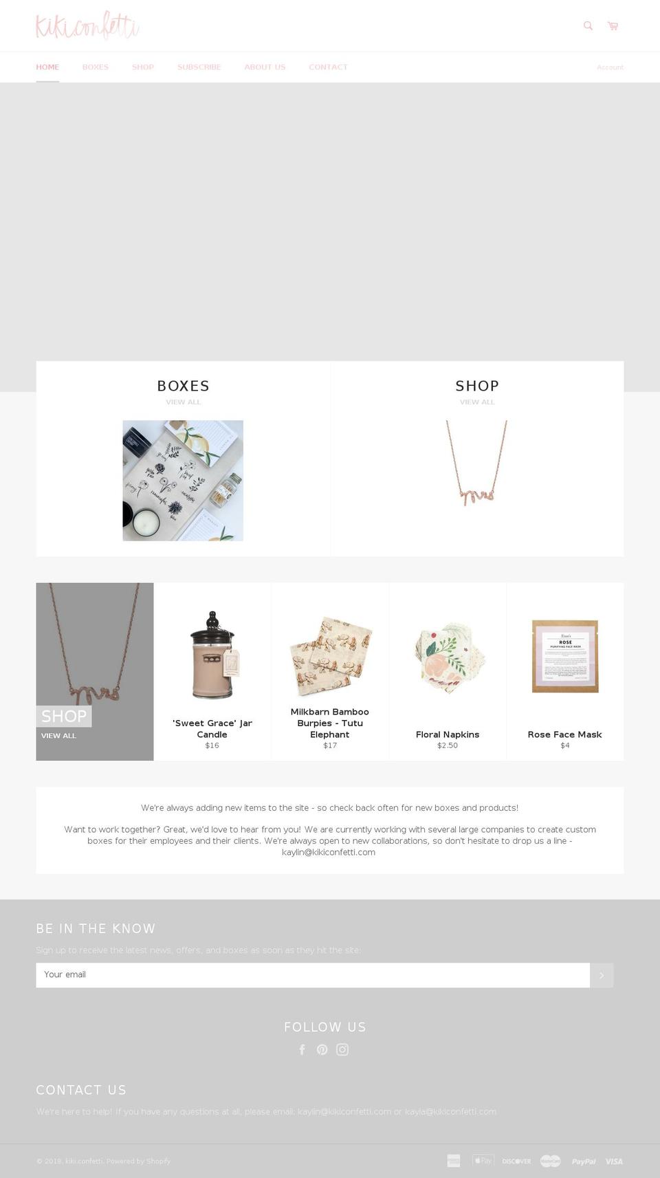 kikiconfetti.com shopify website screenshot
