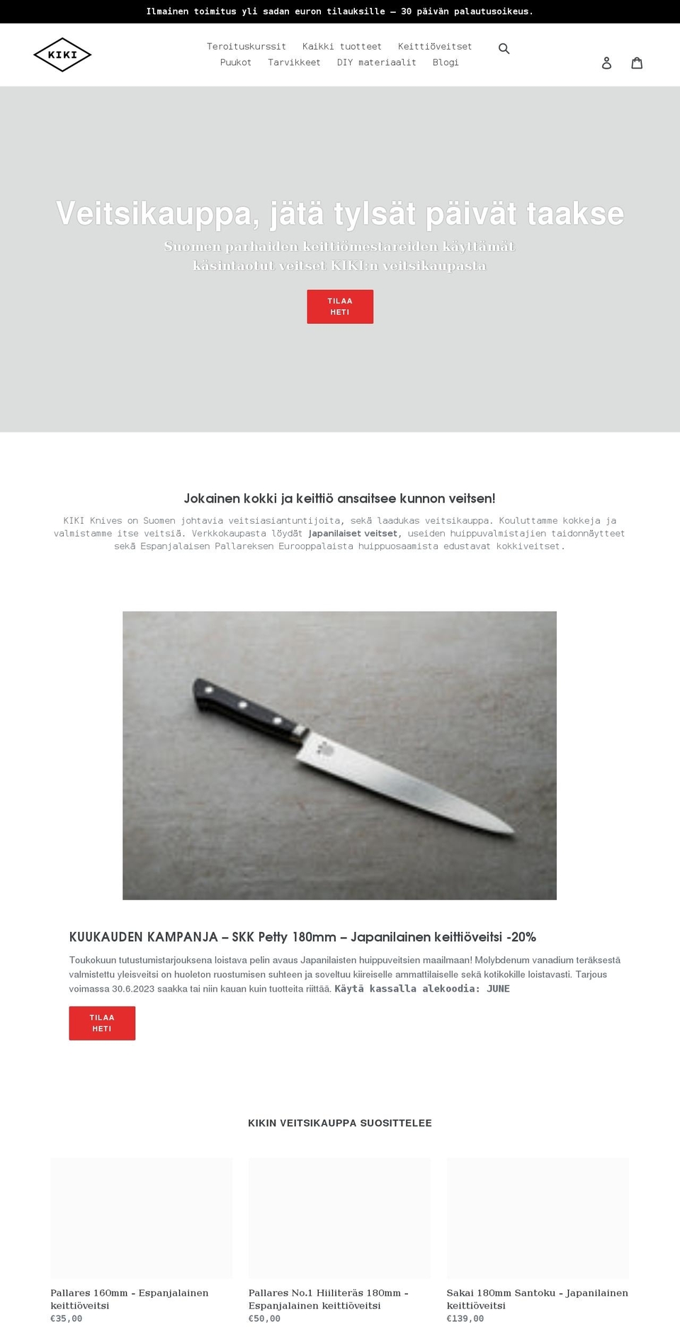 kikiknives.com shopify website screenshot