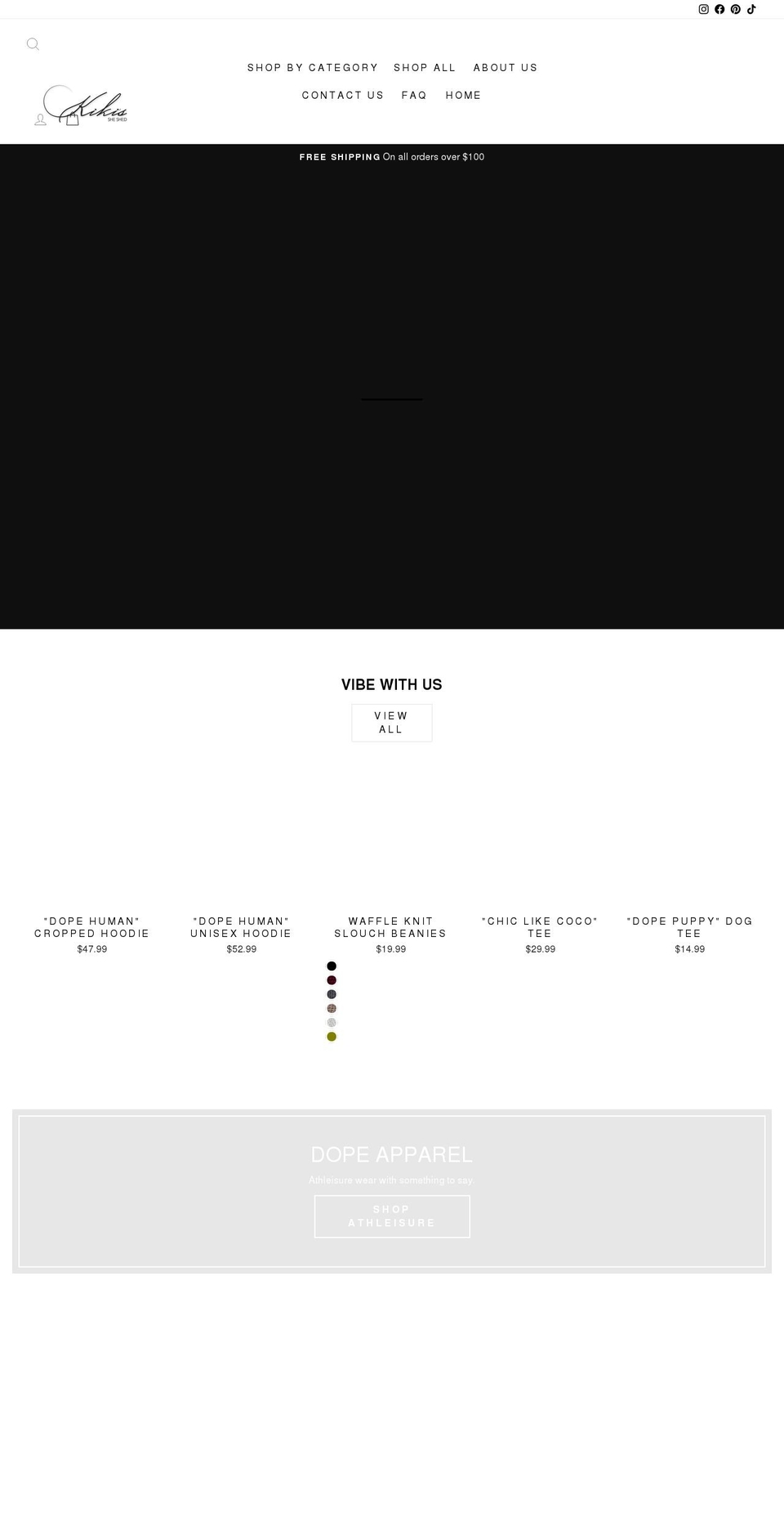 kikissheshed.com shopify website screenshot