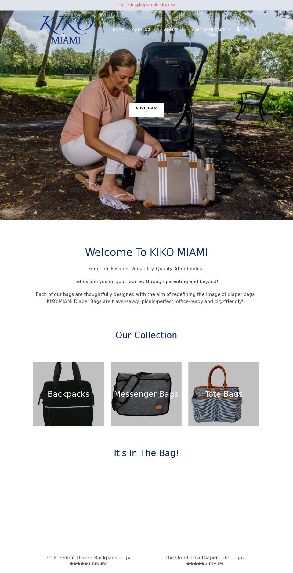 kikodiaperbags.com — Shopify storefront screenshot