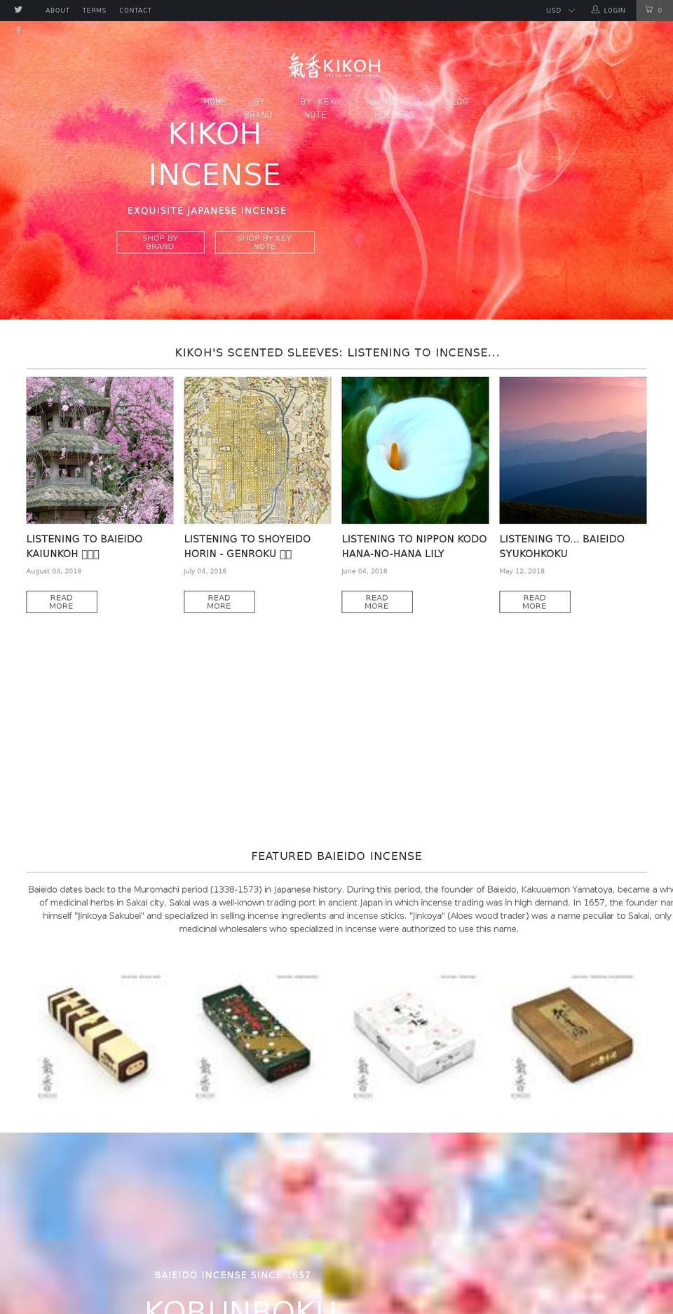 kikohincense.com shopify website screenshot