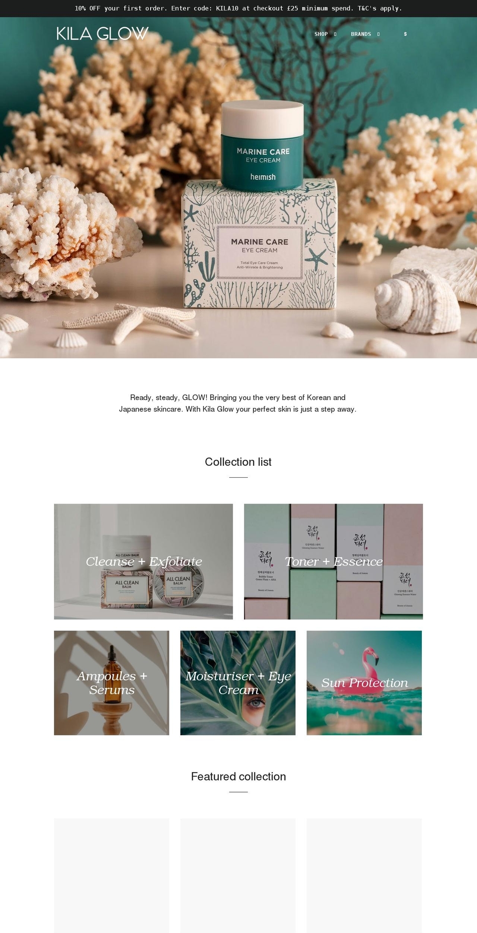 kilaglow.co.uk shopify website screenshot