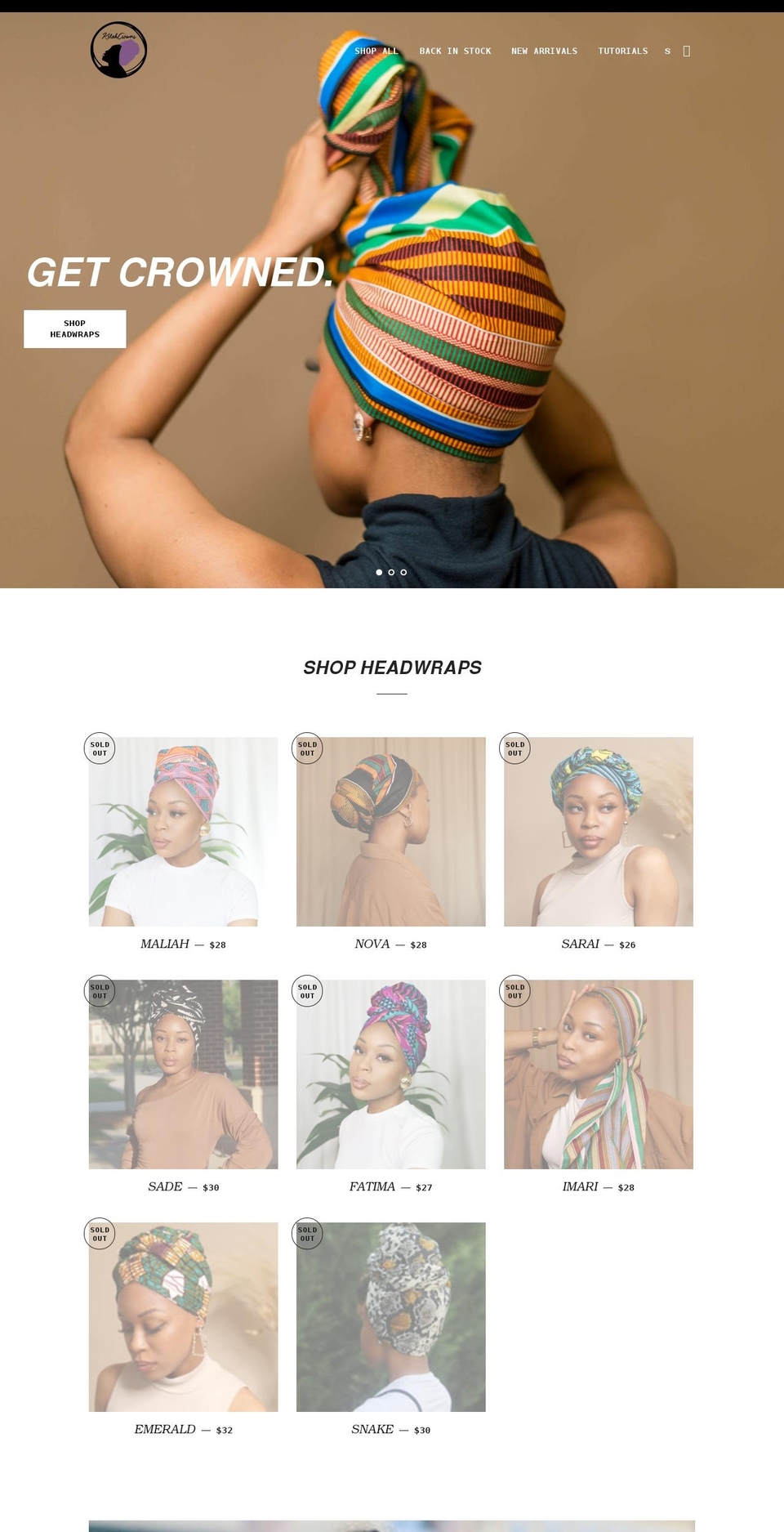kilahcrowns.com shopify website screenshot