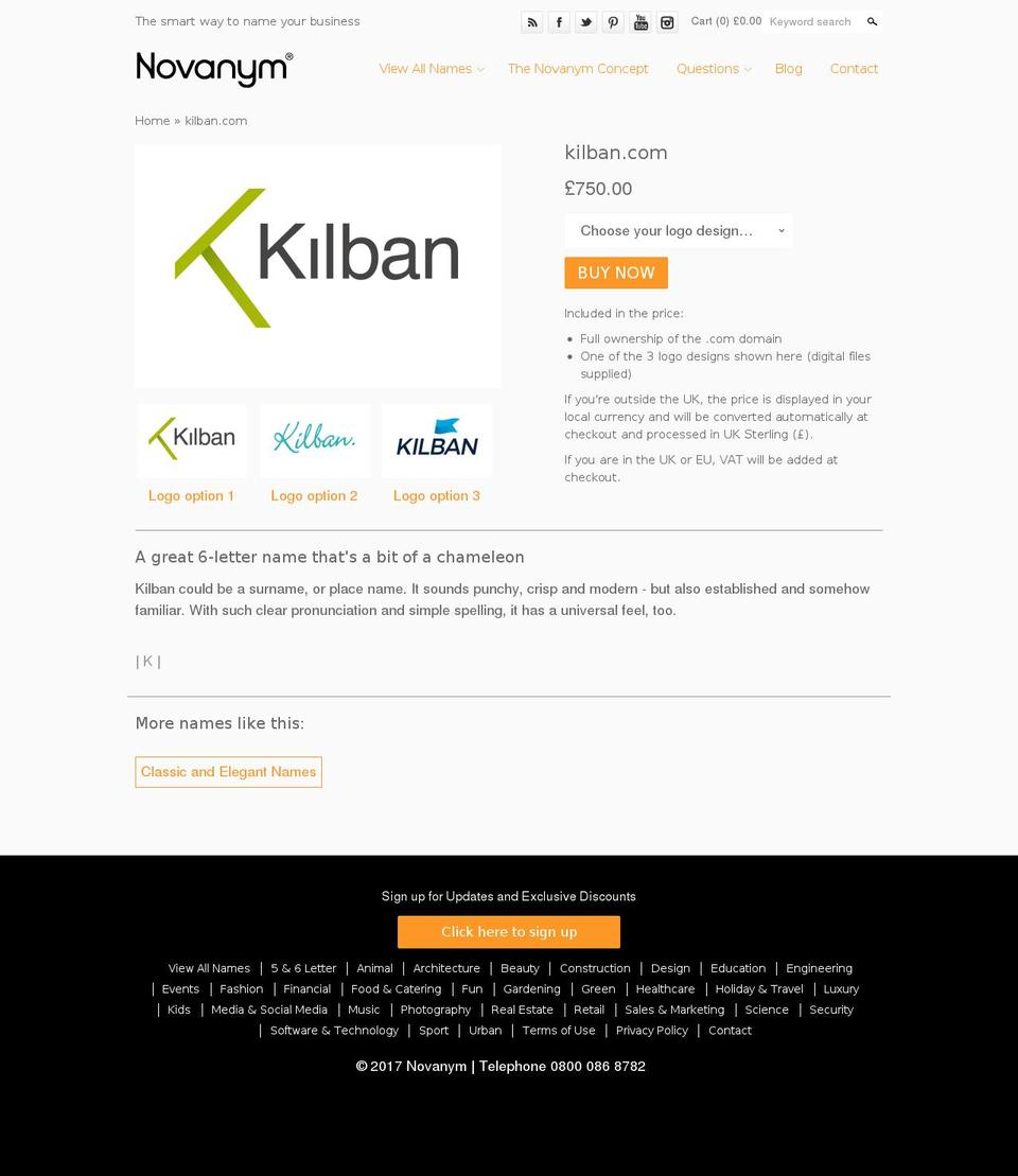 kilban.com shopify website screenshot