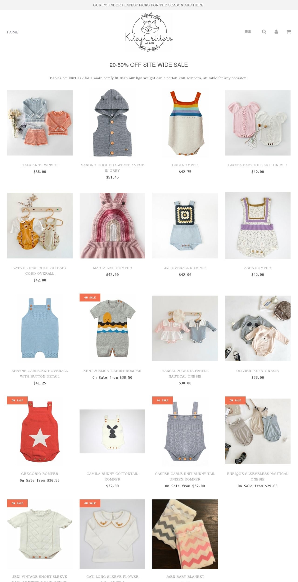 kileycritters.com — Shopify storefront screenshot