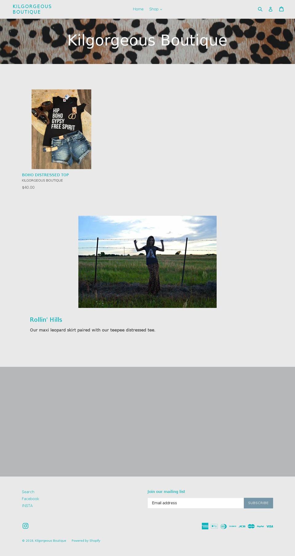 kilgorgeous-boutique.com — Shopify storefront screenshot