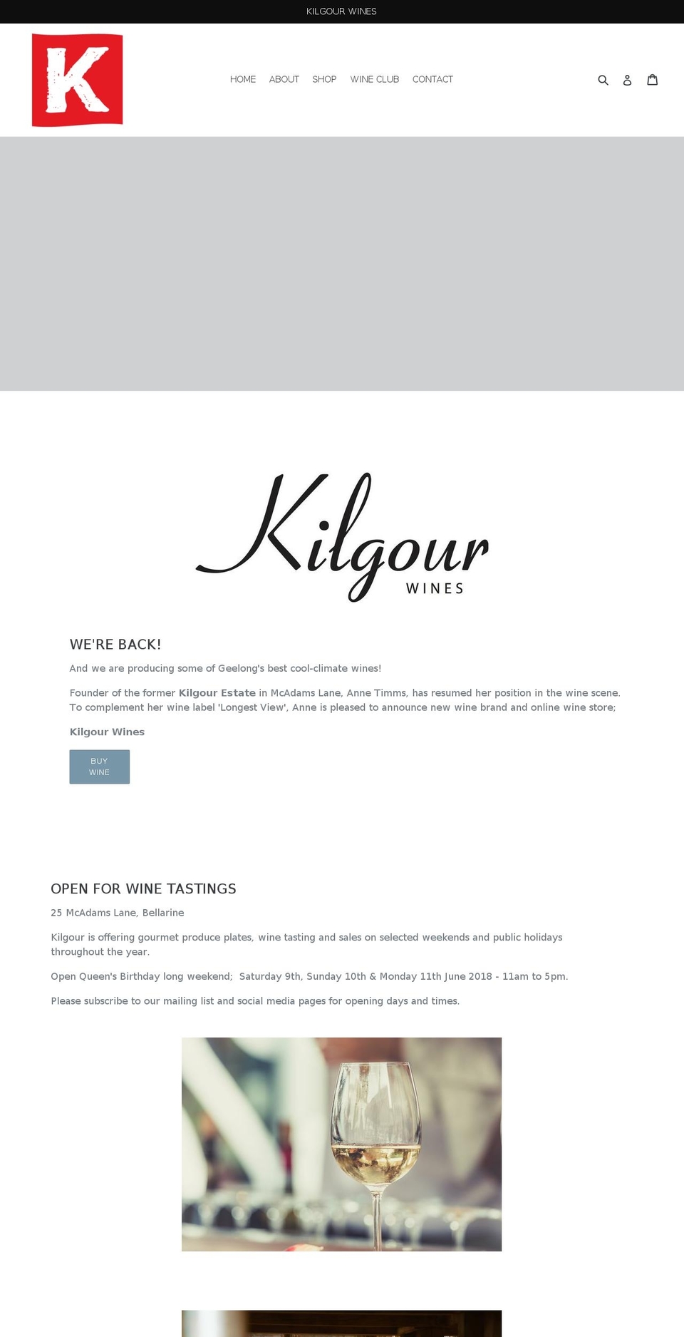 kilgourwines.com — Shopify storefront screenshot
