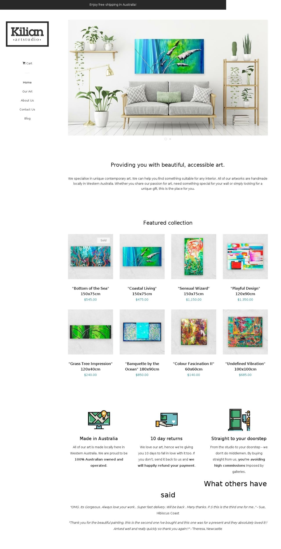 kilianartstudio.com — Shopify storefront screenshot
