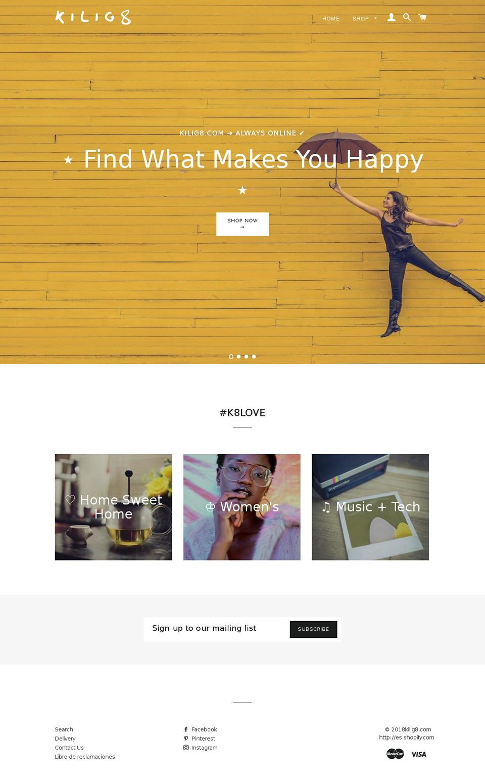 kilig8.com — Shopify storefront screenshot