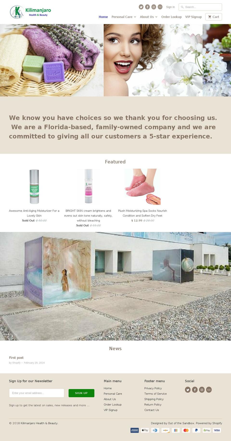kilimanjarohealthandbeauty.com shopify website screenshot