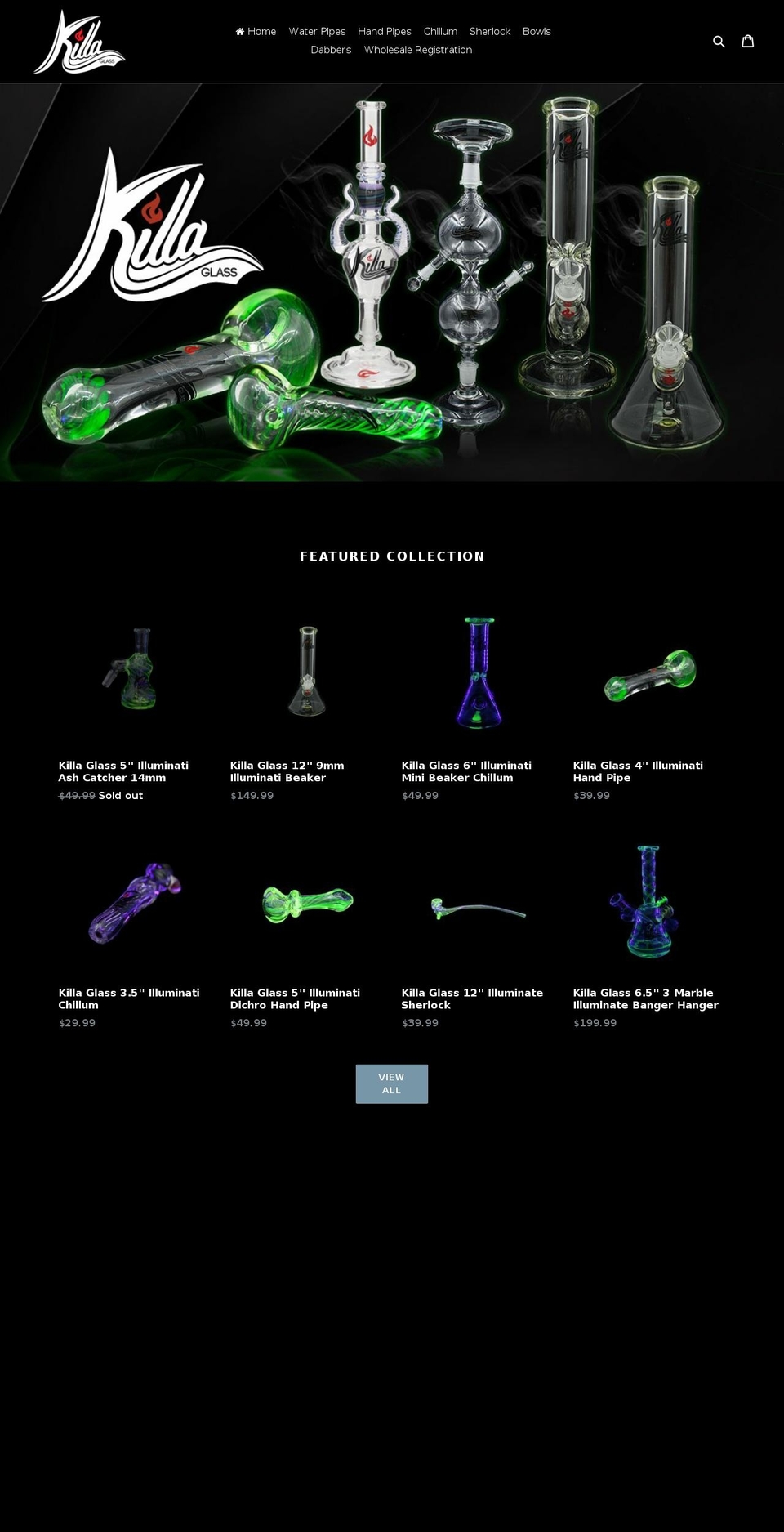 killaglass.com shopify website screenshot