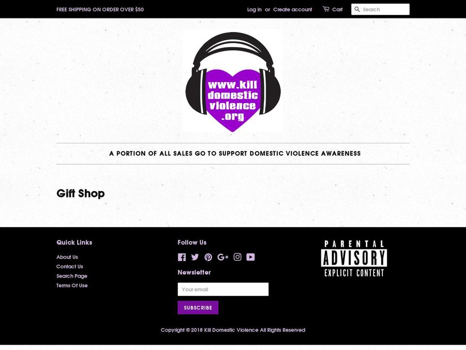 killdomesticviolence.com shopify website screenshot