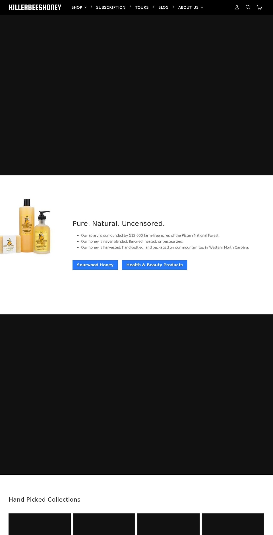 killerbeeshoney.com shopify website screenshot