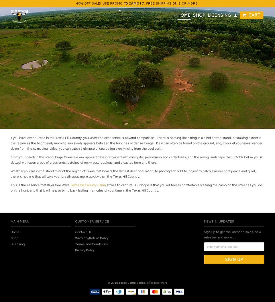 1.0 Texas Camo Series (Retina 3.2) Shopify theme site example killerbeeware.com