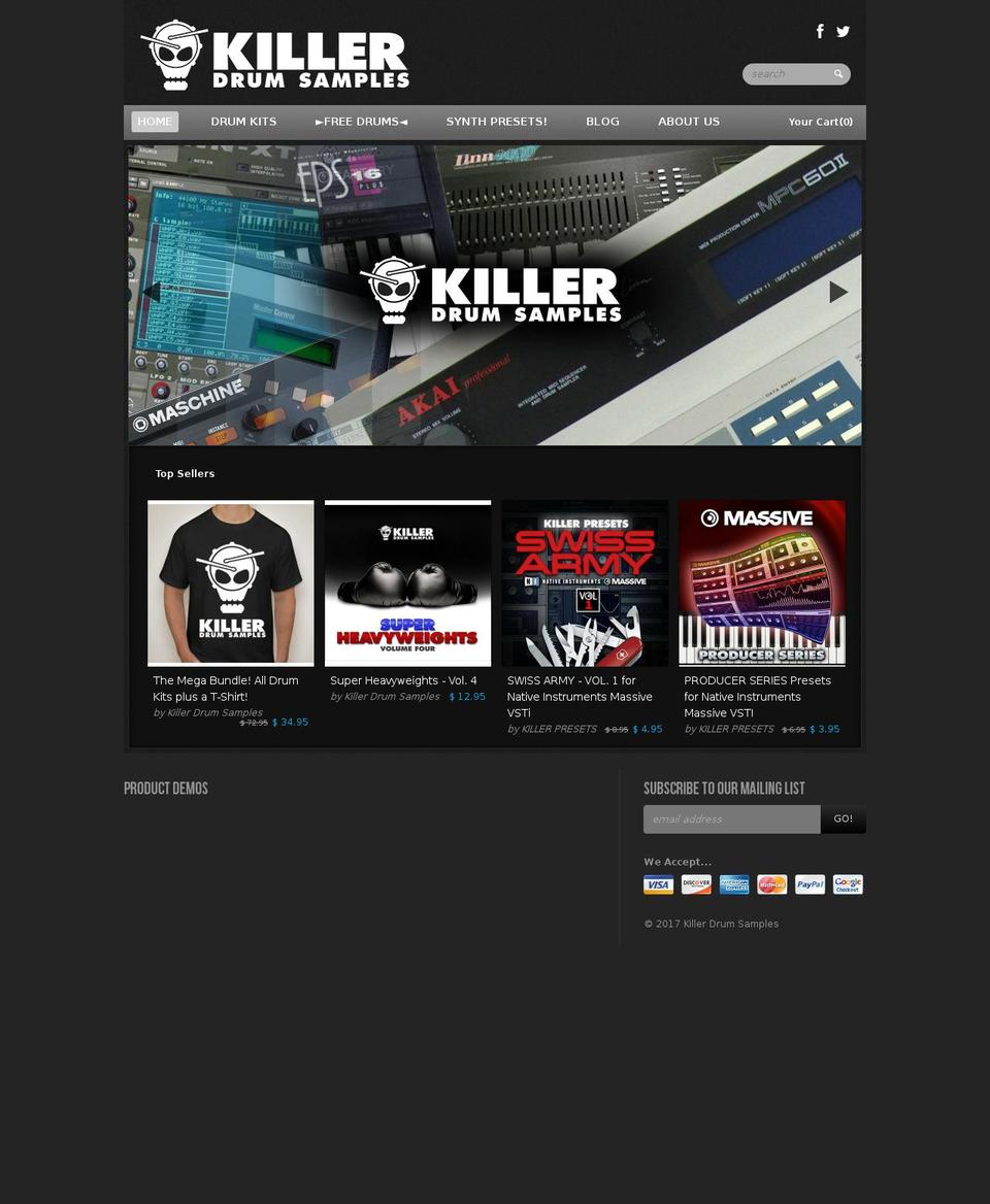 killerdrumsamples.com shopify website screenshot