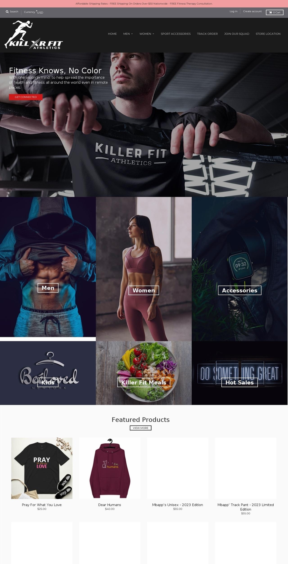 killerfitathletics.com — Shopify storefront screenshot