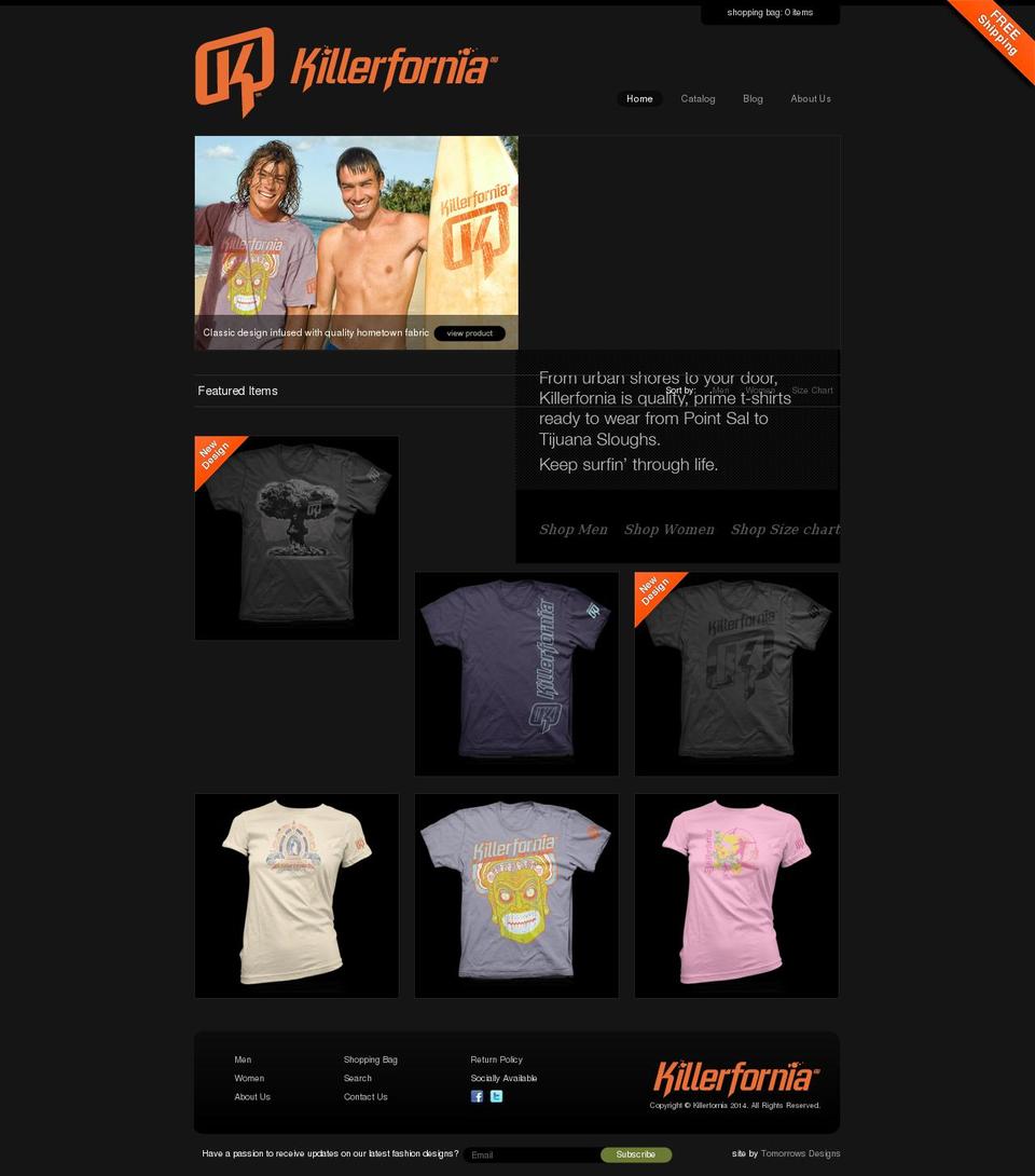 killerfornia.com shopify website screenshot