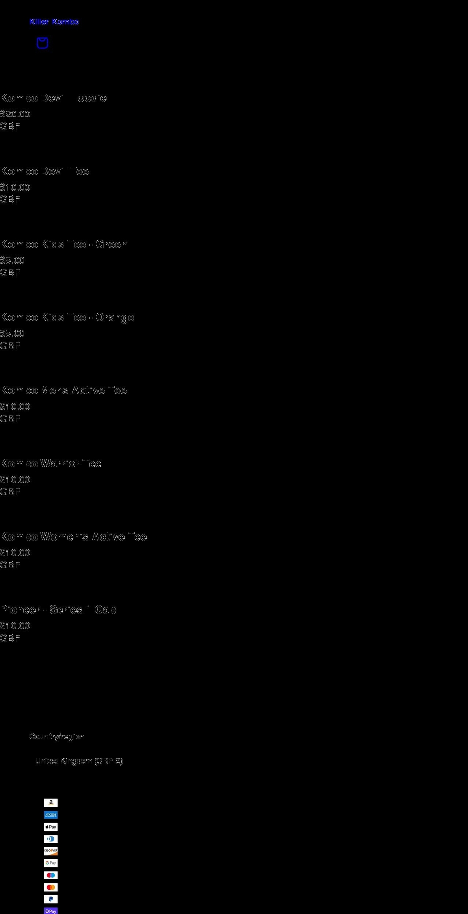 killerkombo.co.uk shopify website screenshot