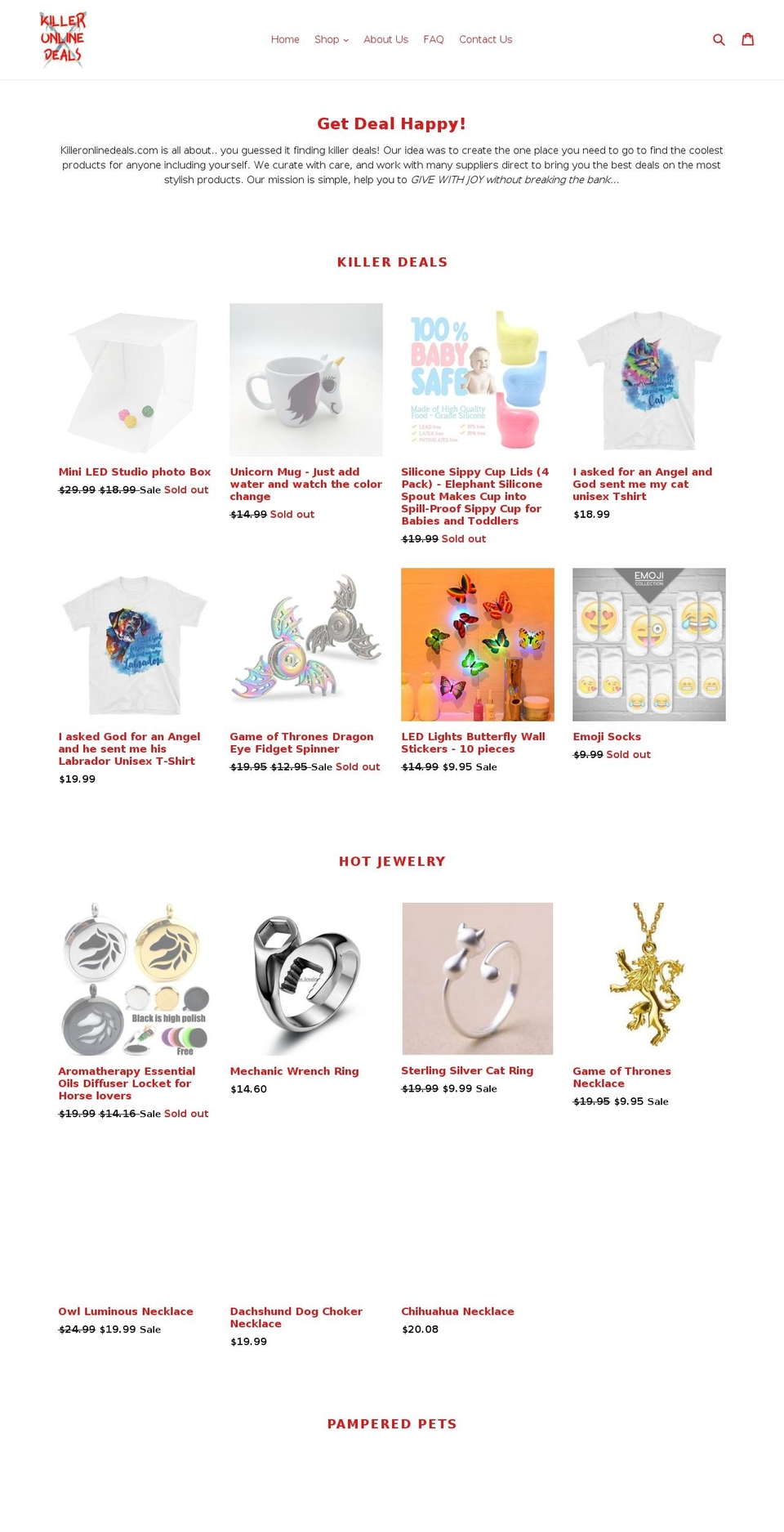 killeronlinedeals.com — Shopify storefront screenshot