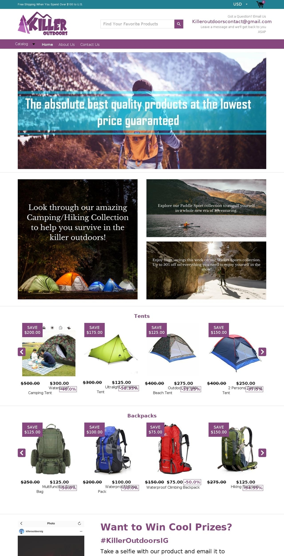 killeroutdoors.com — Shopify storefront screenshot