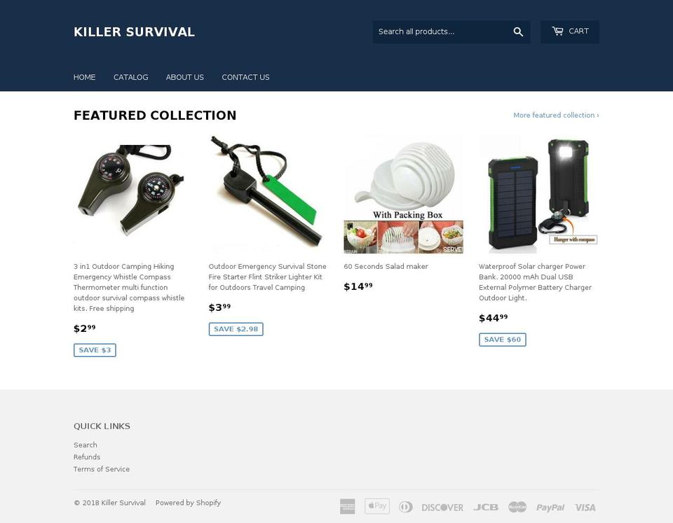 killersurvival.com — Shopify storefront screenshot