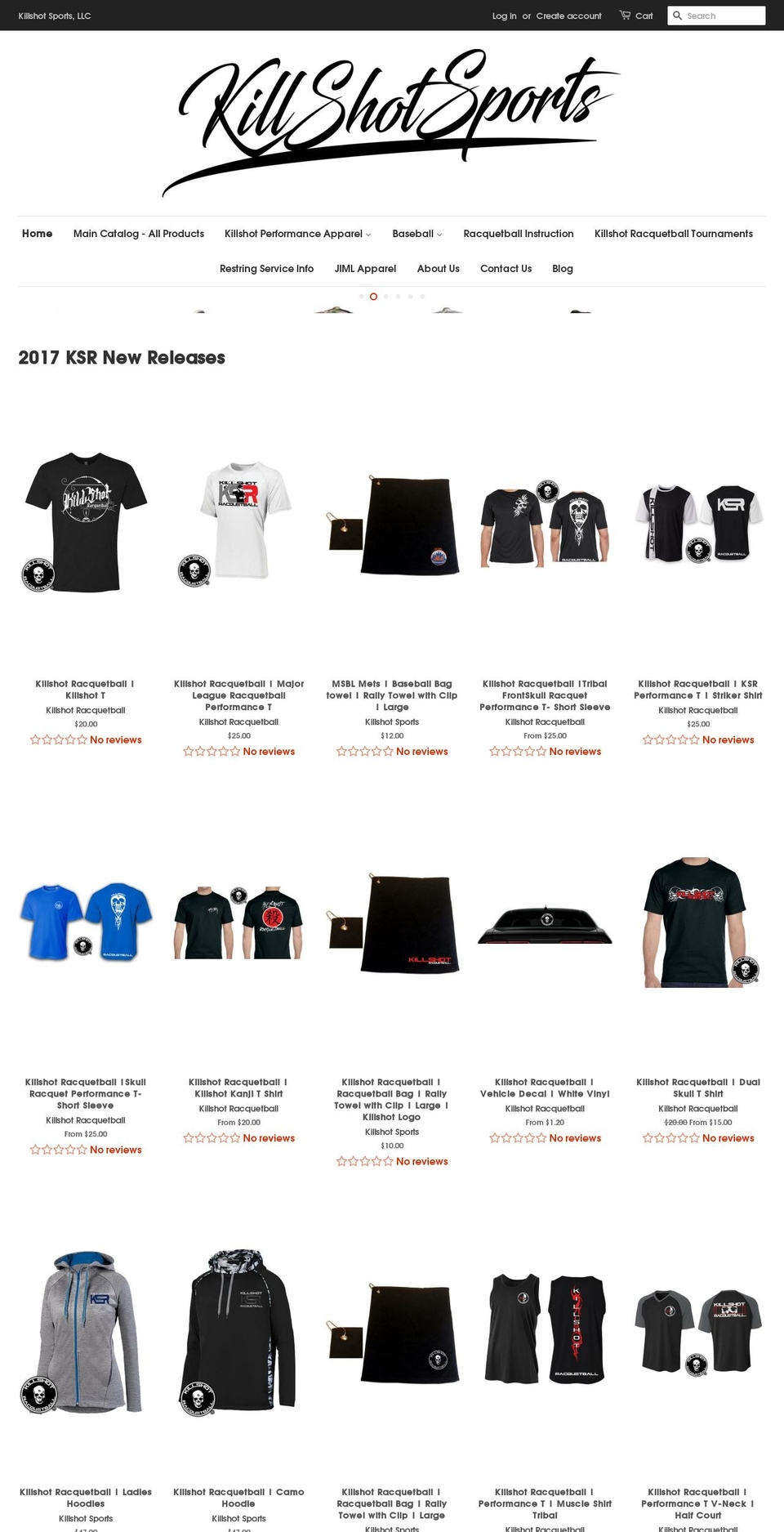 killshotracquetball.com — Shopify storefront screenshot