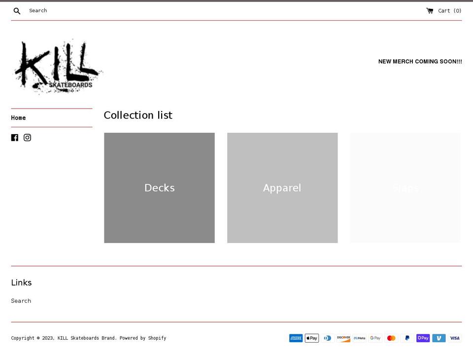 killskateboards.com shopify website screenshot
