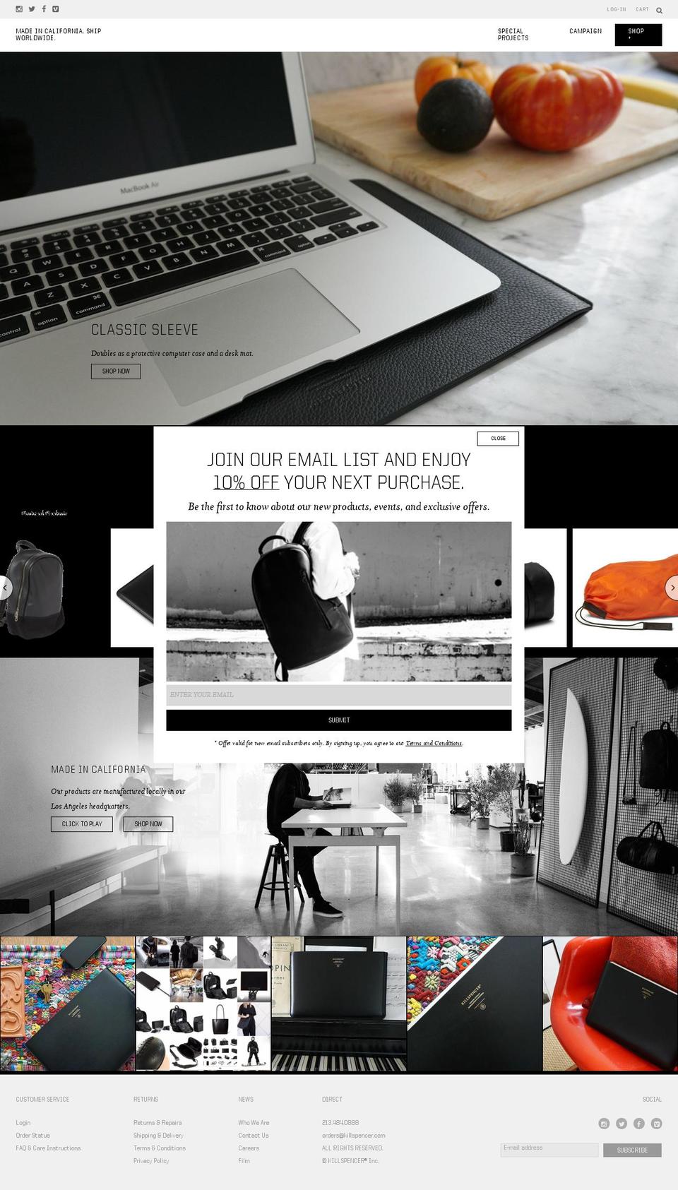 Killspencer - Production Shopify theme site example killspencerusa.com