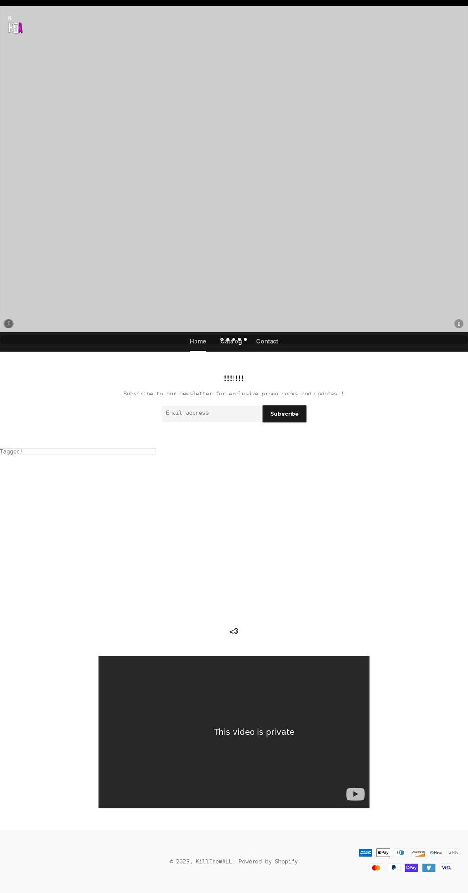 killthemall.us shopify website screenshot