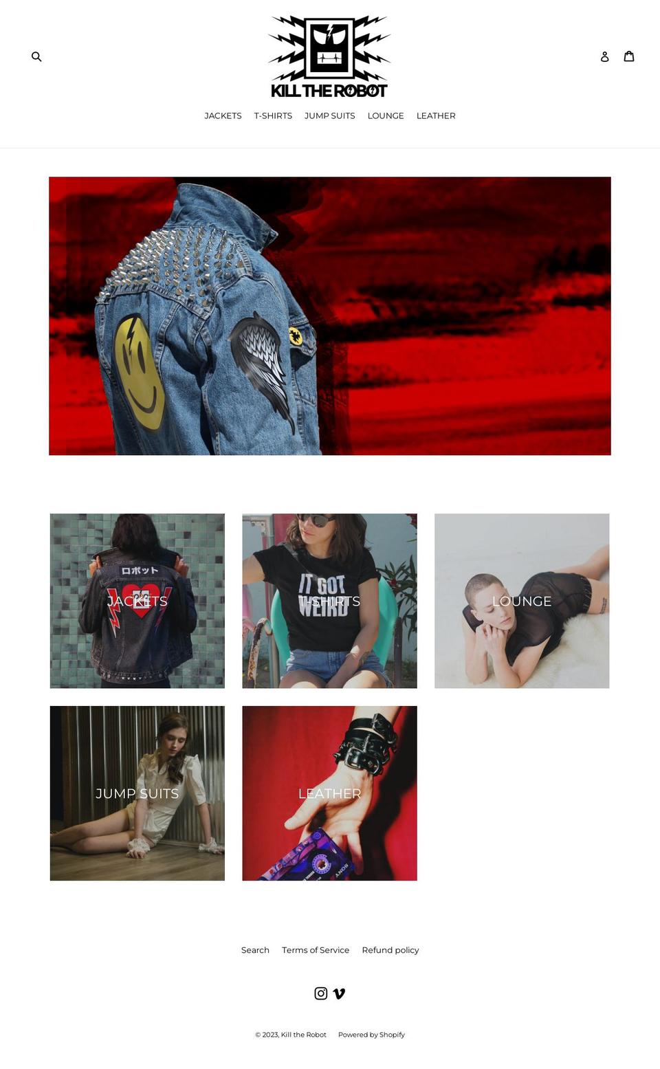 killtherobotstore.com shopify website screenshot