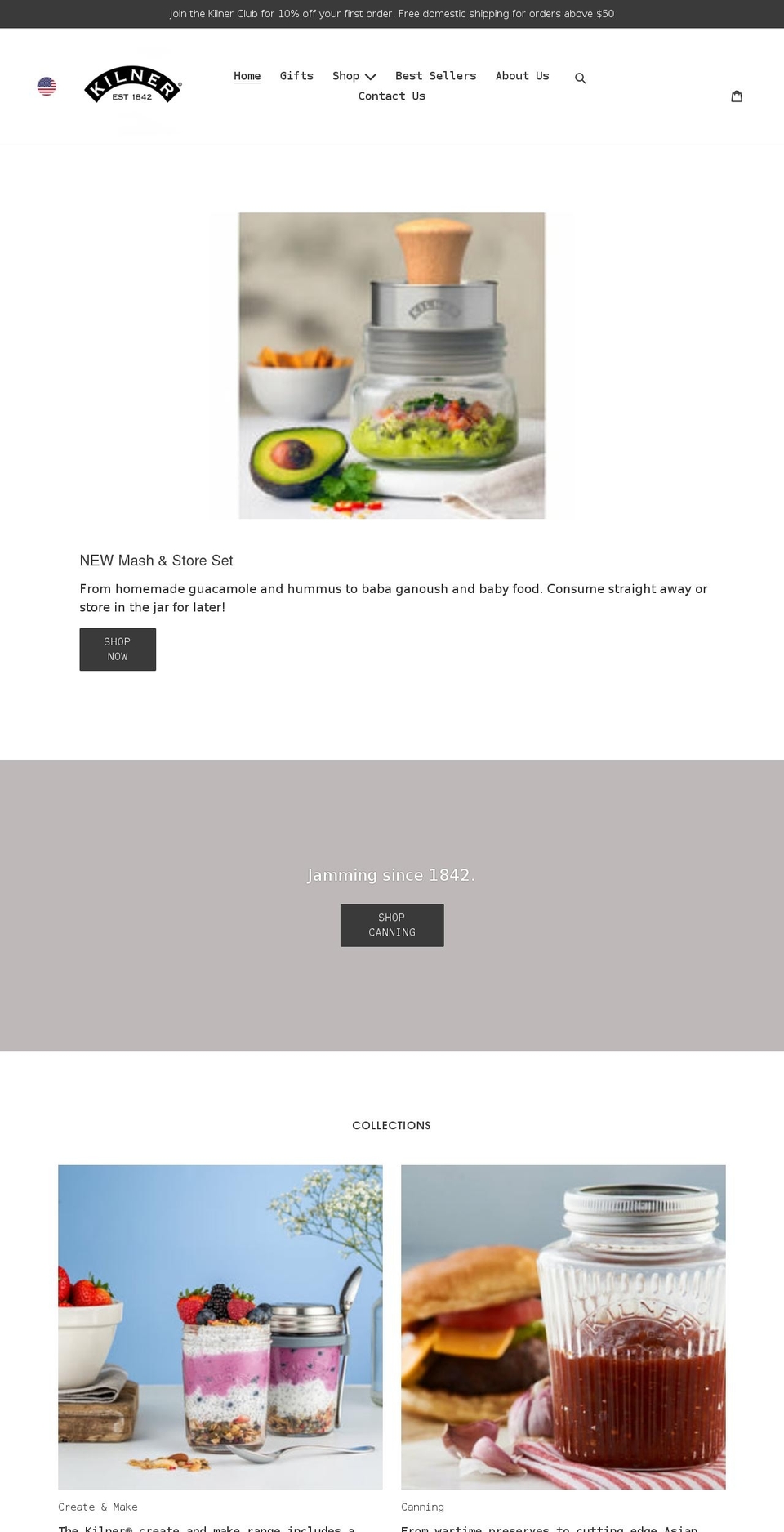 kilnerjar.com shopify website screenshot