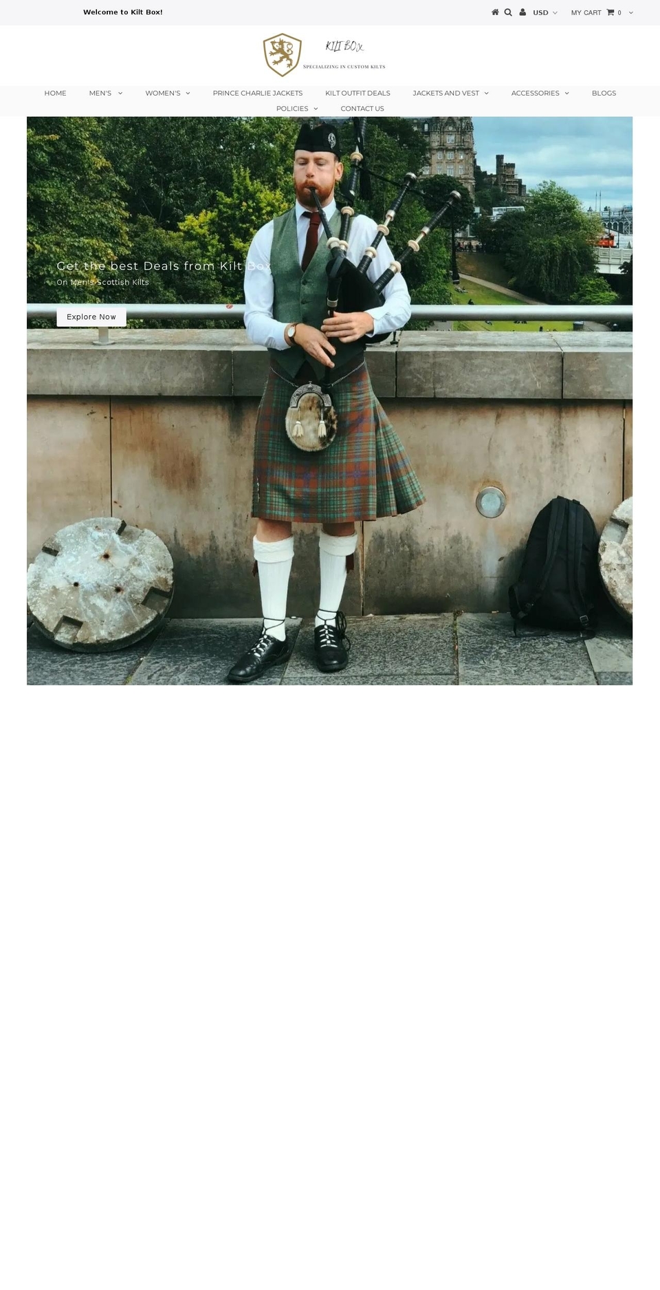 kiltboxshop.com shopify website screenshot