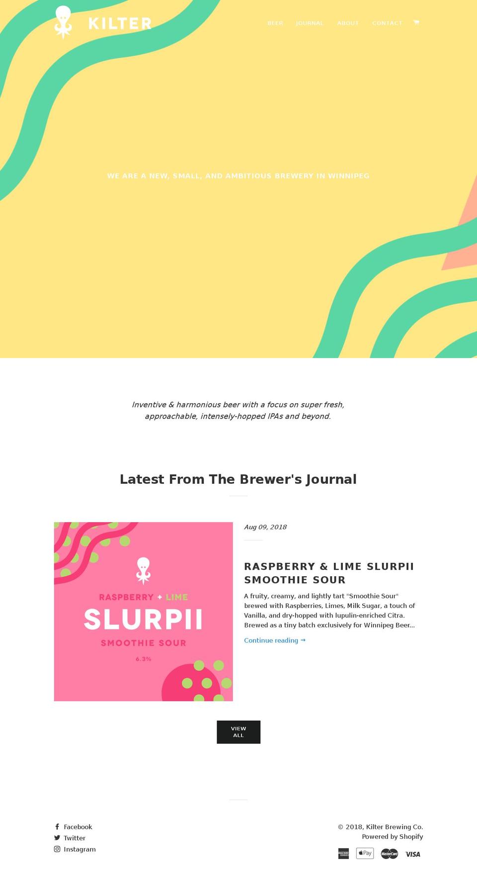 kilterbrewing.com shopify website screenshot