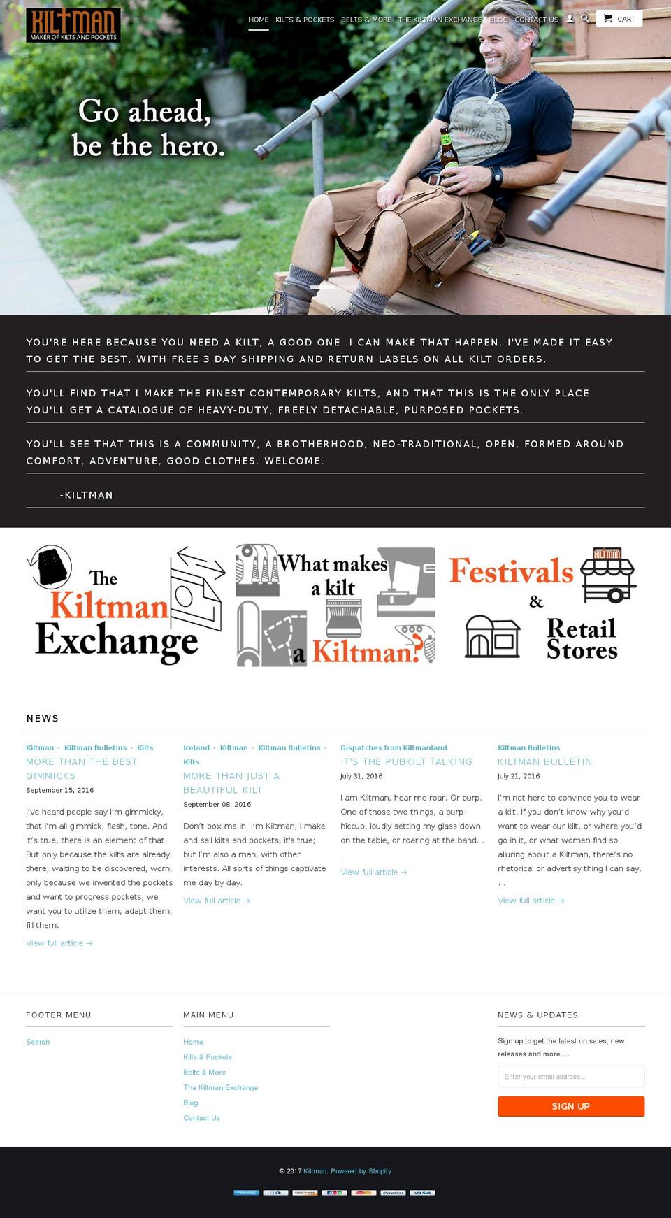 Retina Shopify theme site example kiltmankilts.com