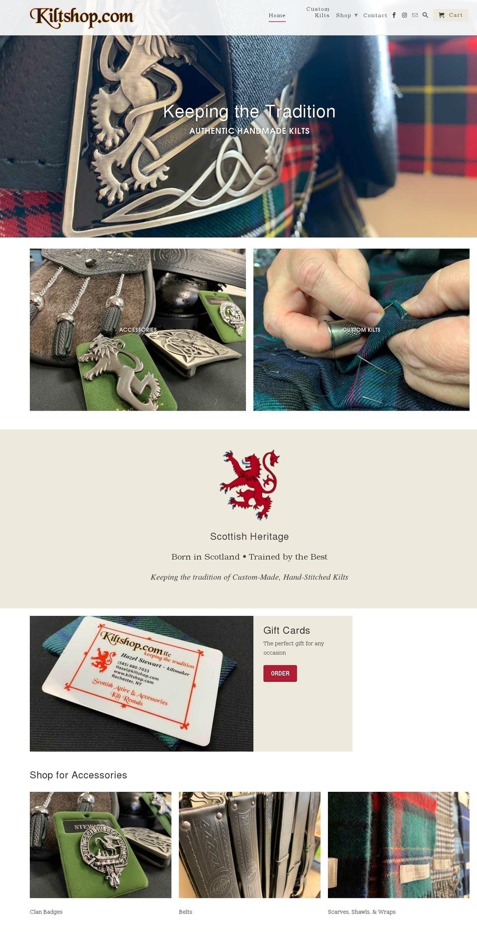 kiltshop.com shopify website screenshot