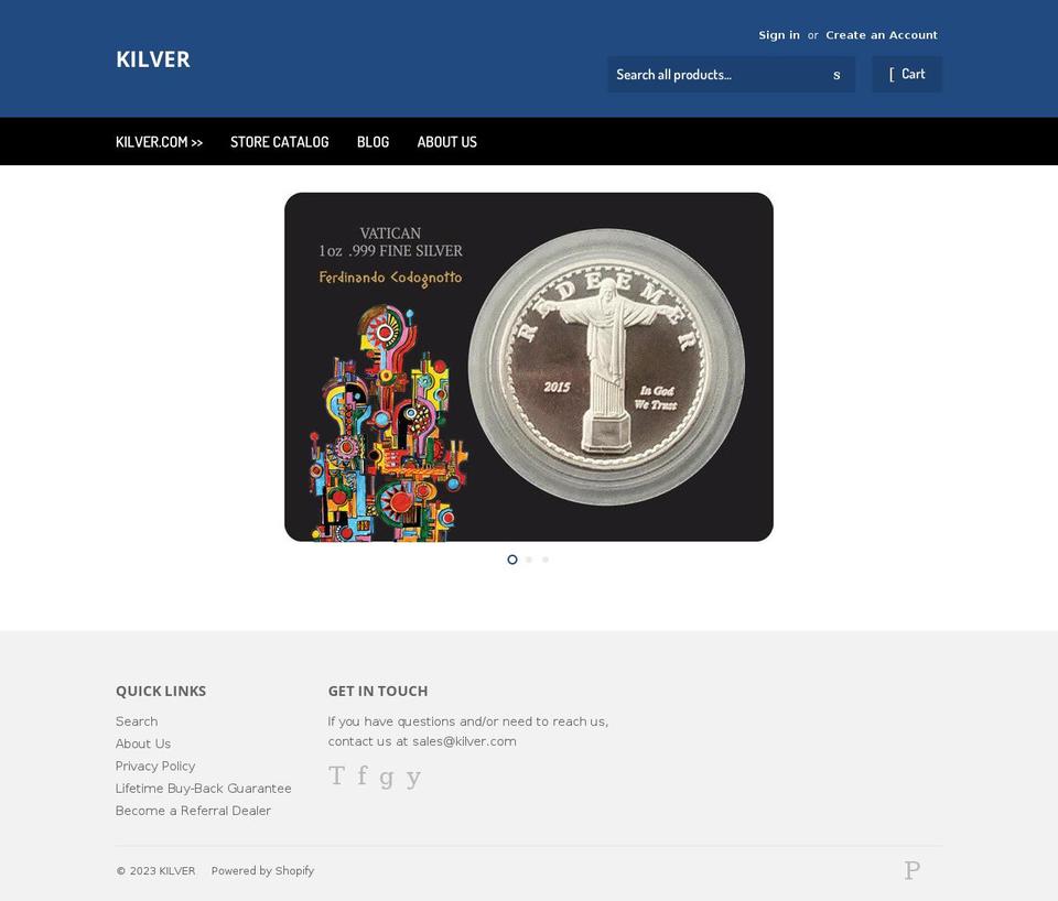 kilver.myshopify.com shopify website screenshot