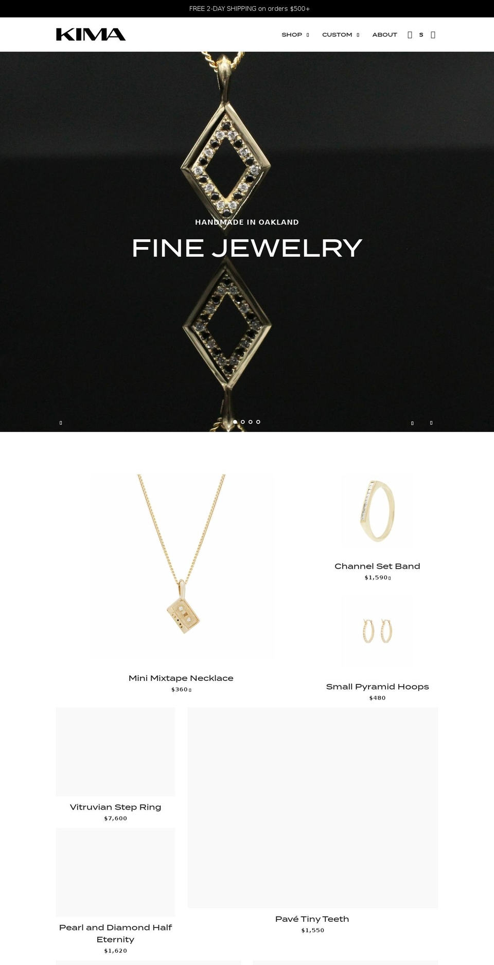kimajewelry.com shopify website screenshot