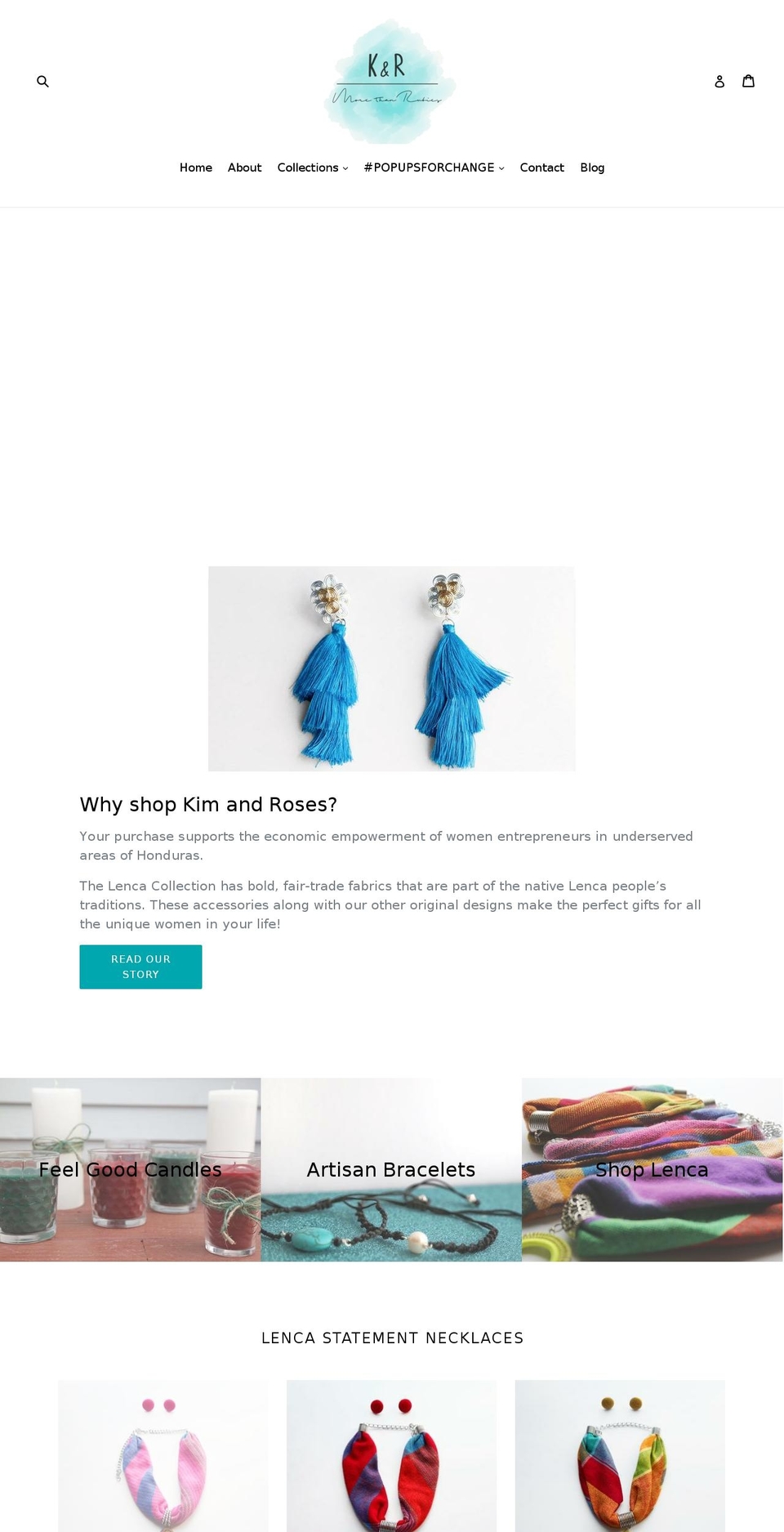 kimandroses.com shopify website screenshot
