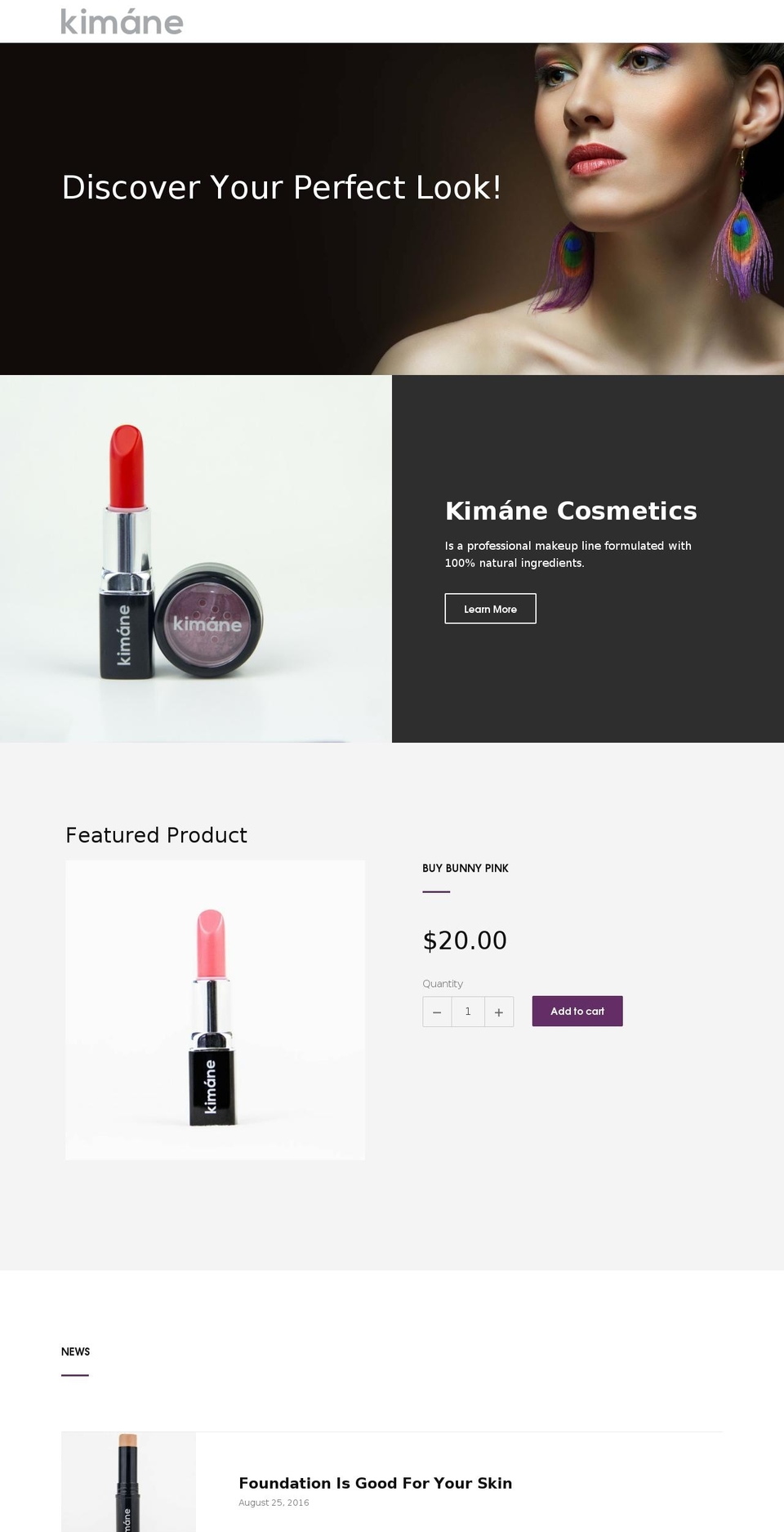 kimane.com shopify website screenshot