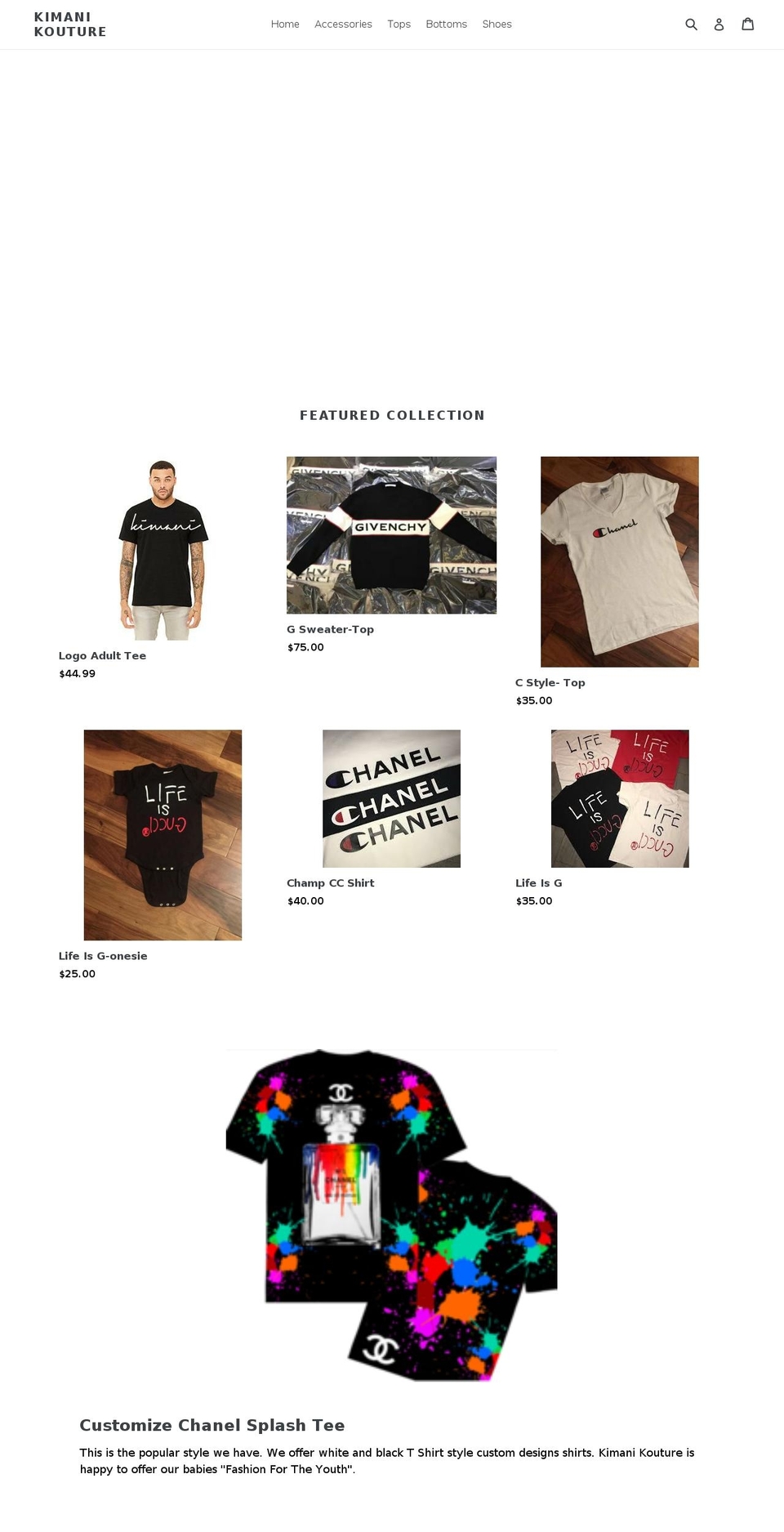 kimanikouture.com — Shopify storefront screenshot