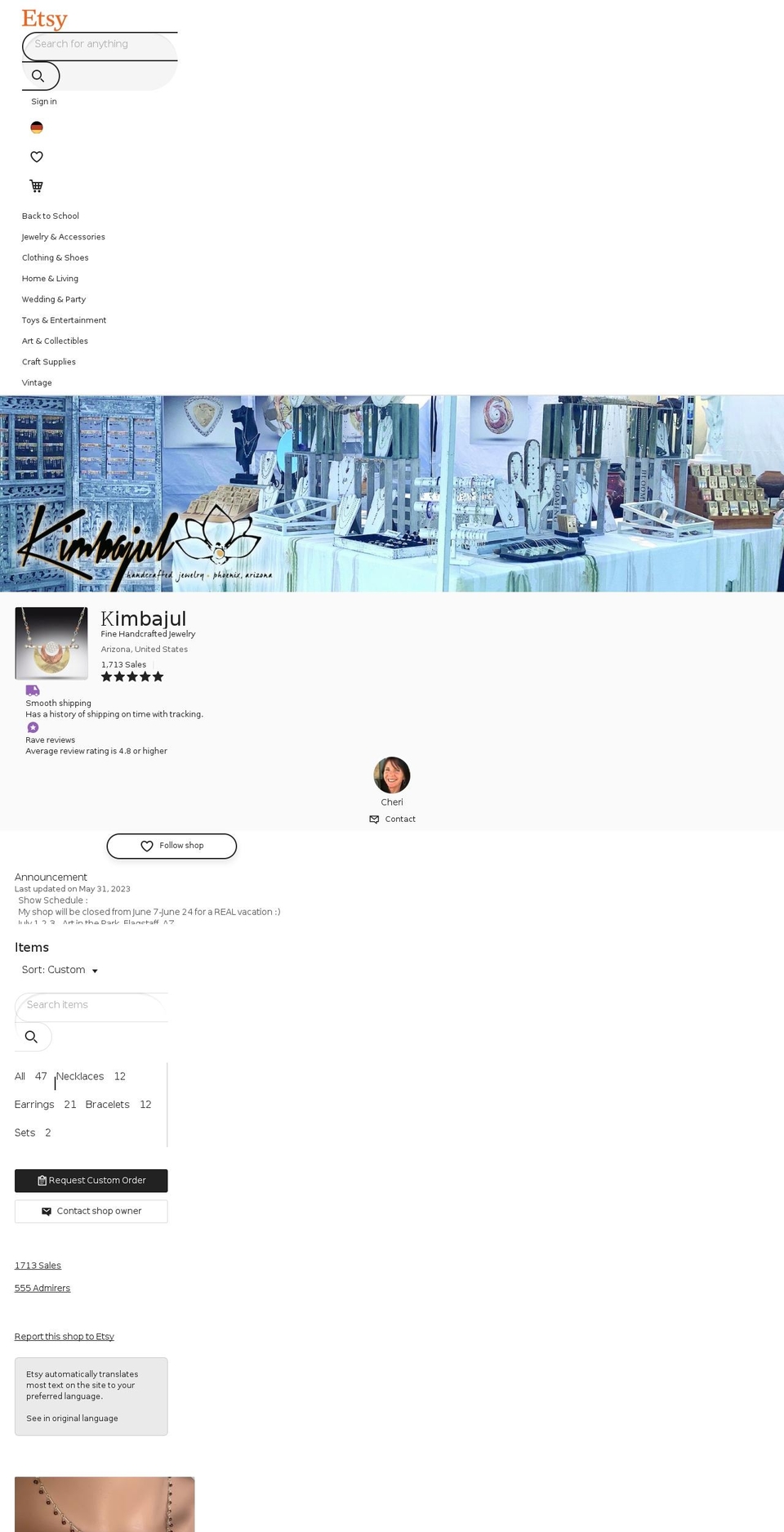 kimbagirl.com — Shopify storefront screenshot