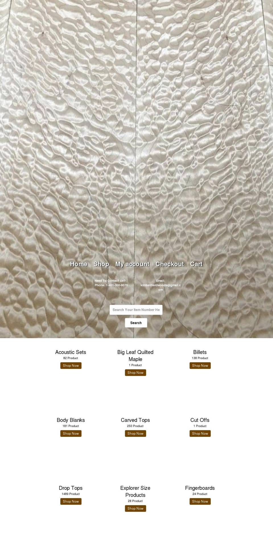 kimballhardwoods.com — Shopify storefront screenshot