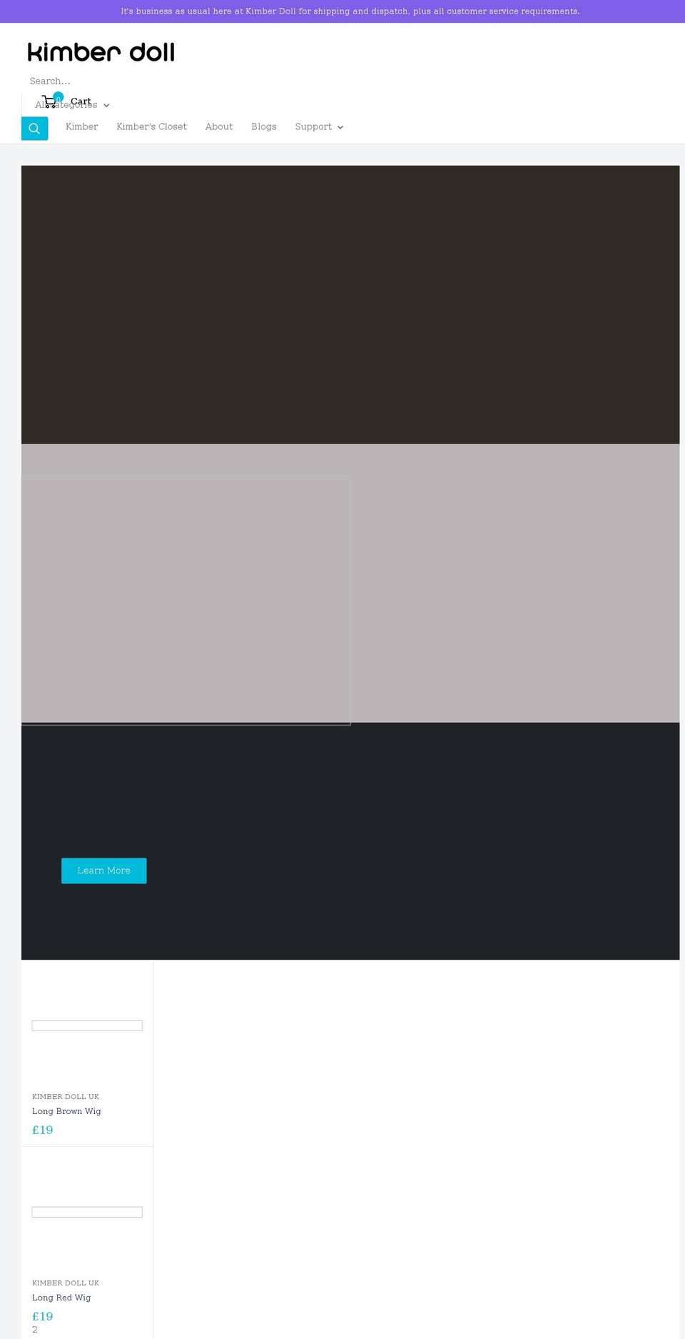 kimberdoll.co.uk shopify website screenshot