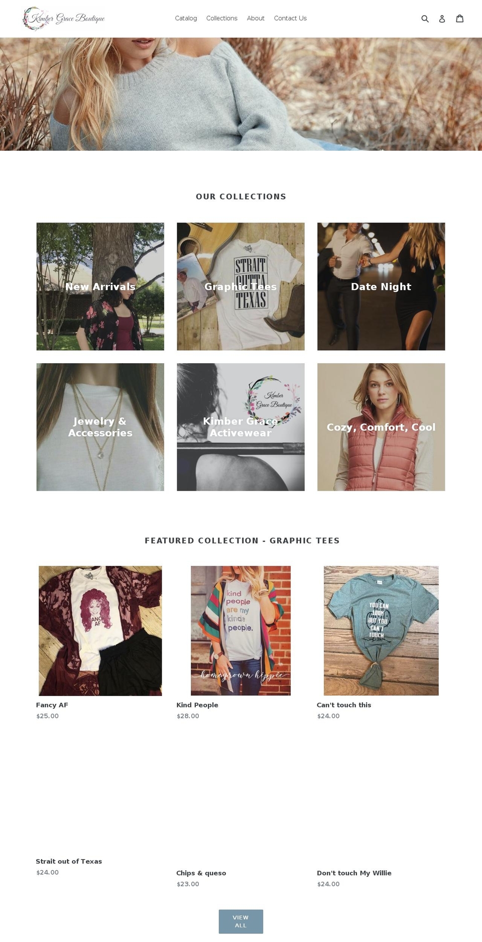 kimbergraceboutique.com shopify website screenshot