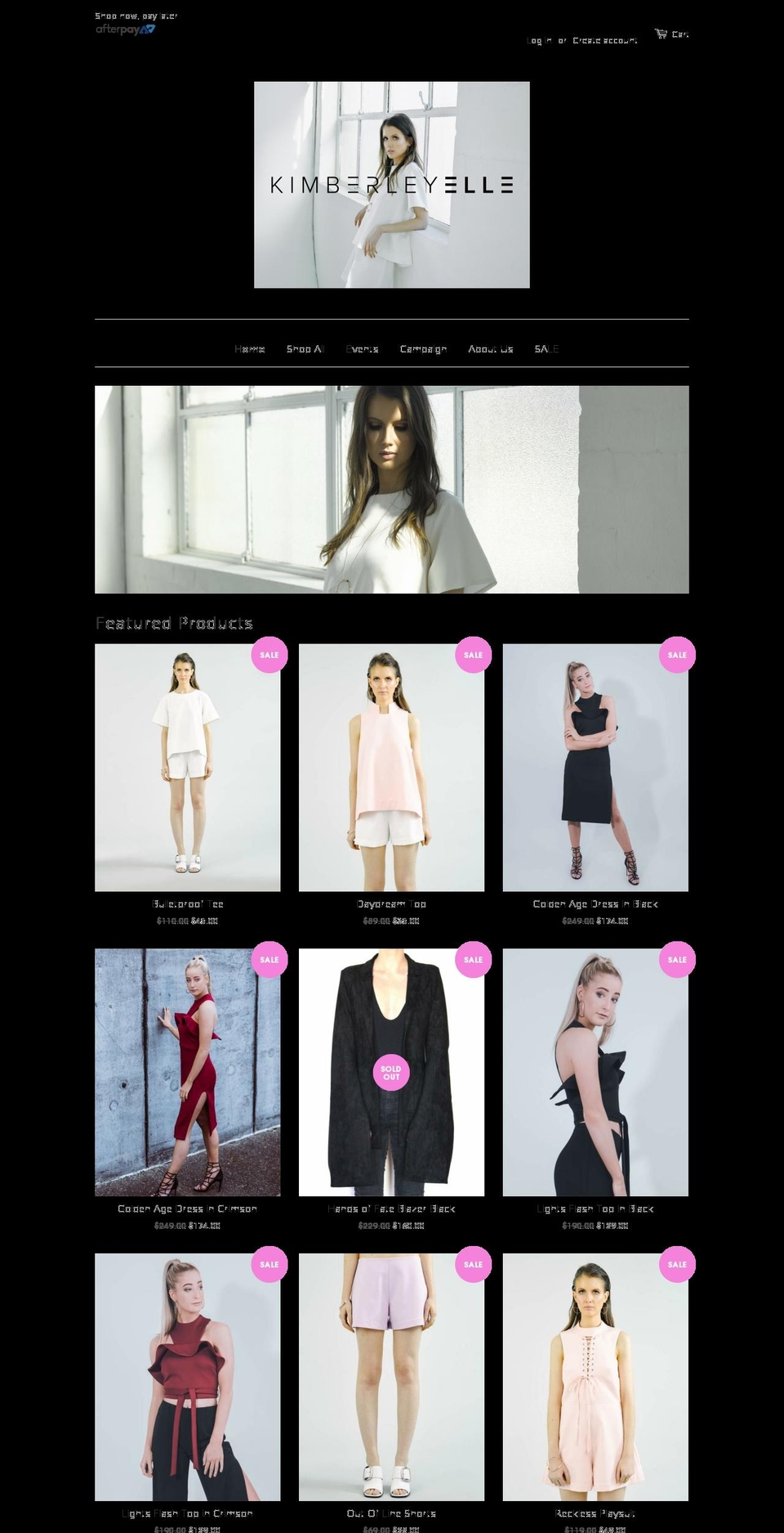 kimberleyelle.com — Shopify storefront screenshot