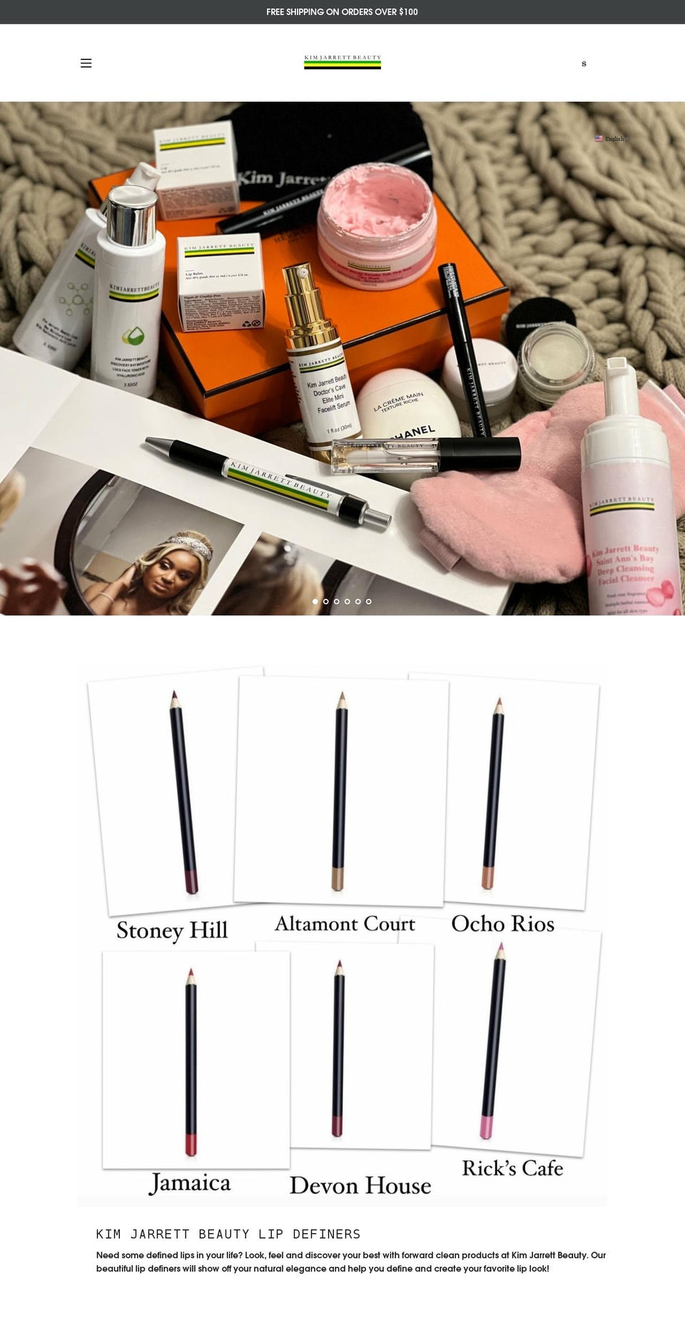 kimberleyjarrettbeauty.com shopify website screenshot