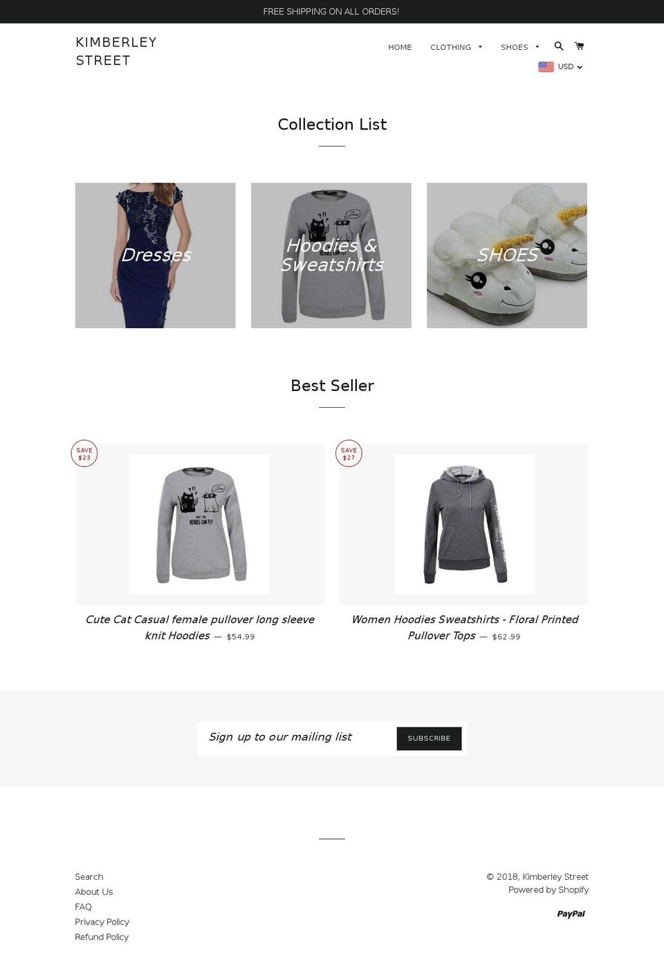 kimberleystreet.com — Shopify storefront screenshot